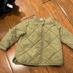 Olive green quilted jacket 18 mo - 2y. Unisex